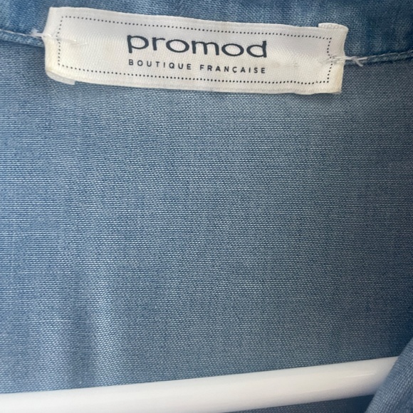 Promod floral embroidered denim midi dress with long sleeve size L for women - Picture 9 of 10